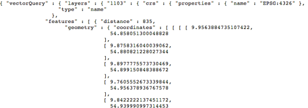 Koordinates API call result